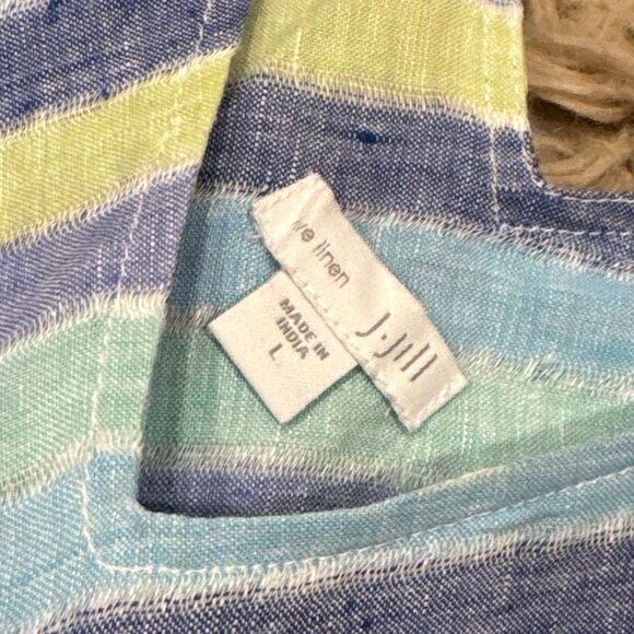 J jill love linen blue lotus multi stripe dress - Picture 4 of 7